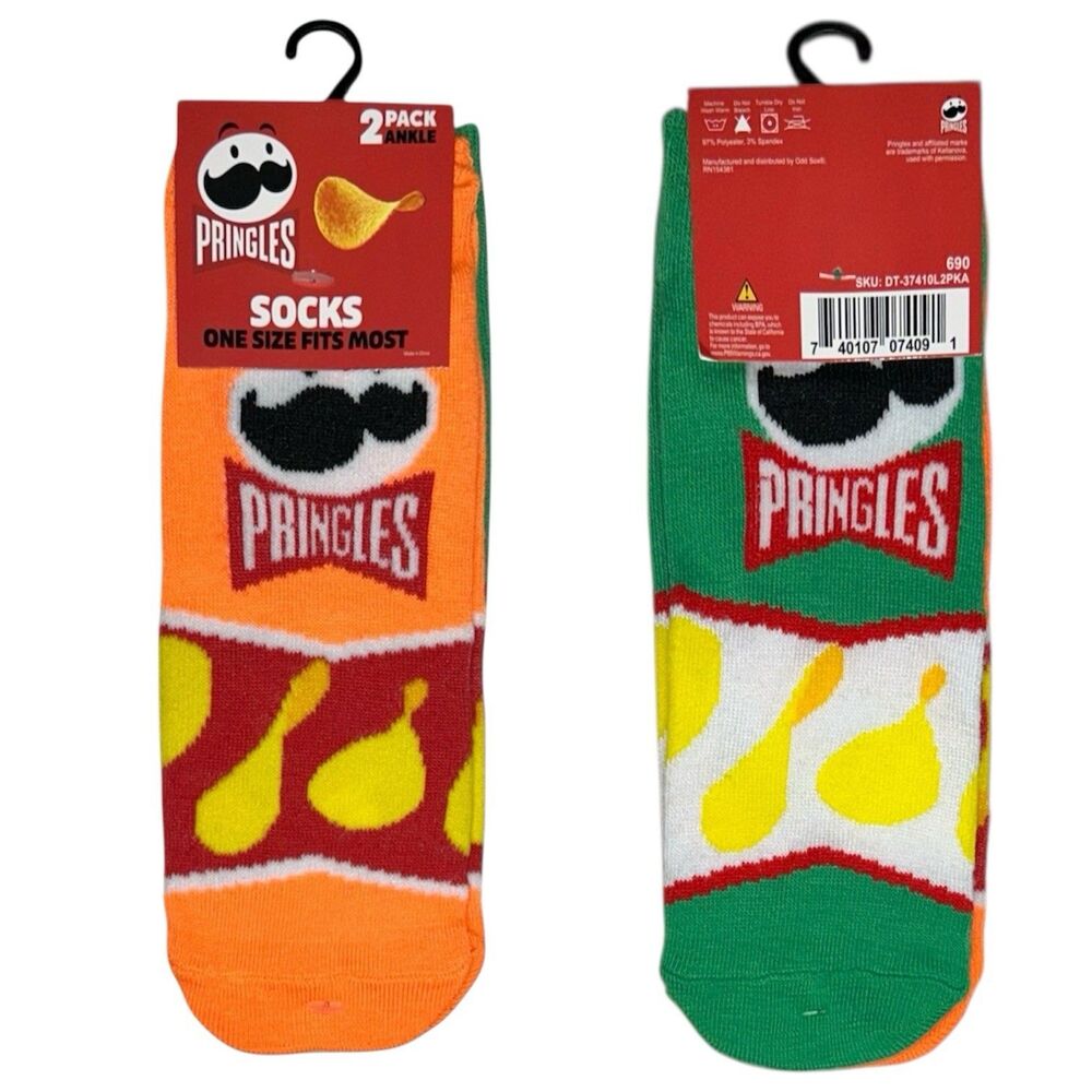 Pringles Potatoes Crisps Novelty Fun Ankle Socks 1-2Pack One Size Fits Most